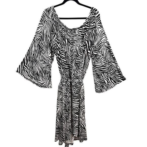 Michael Kors Women's Plus Size Jersey Knit Dress Stretchy Zebra Print Size 3X - Picture 2 of 8